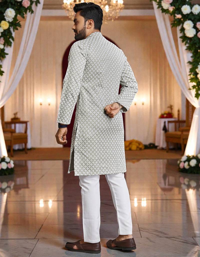 classic ethnic design men’s comfortable cotton kurta