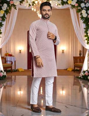 classic ethnic design men   s comfortable cotton kurta 1