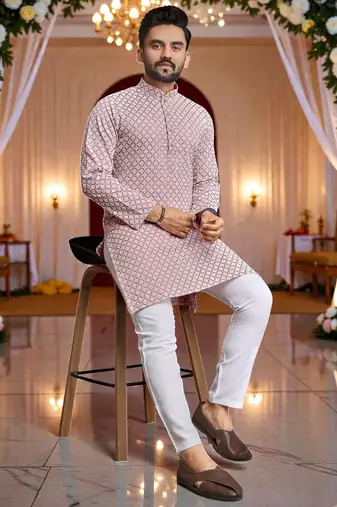 classic ethnic design men   s comfortable cotton kurta