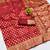 Red soft silk blend banarasi jacuard work designer party wear saree with unstitched blouse piece