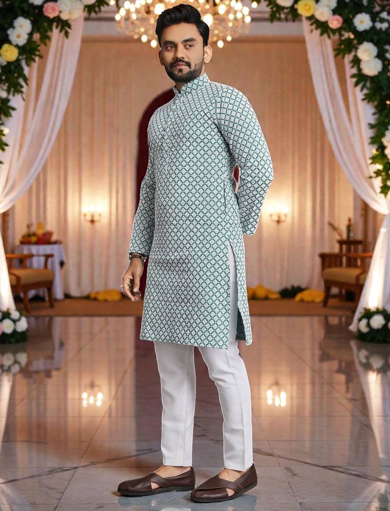 classic ethnic design men’s comfortable cotton kurta