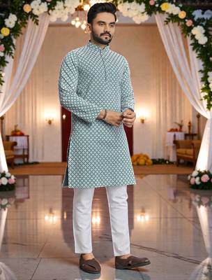 classic ethnic design men   s comfortable cotton kurta 4