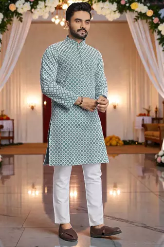 classic ethnic design men   s comfortable cotton kurta