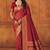 Red soft silk blend banarasi jacuard work designer party wear saree with unstitched blouse piece
