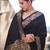 Black soft silk blend banarasi jacuard work designer party wear saree with unstitched blouse piece