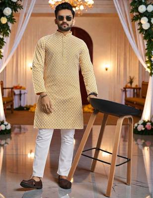 classic ethnic design men   s comfortable cotton kurta 1