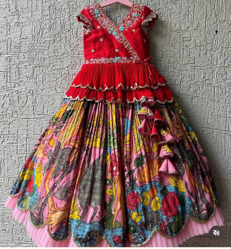 Trendy Georgette Kediya Style Embroidery And Digital Printed Pink Readymade Lehenga Choli
