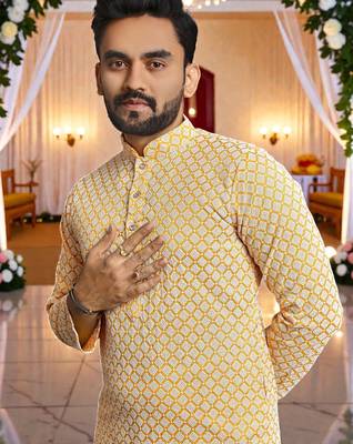 classic ethnic design men   s comfortable cotton kurta 2