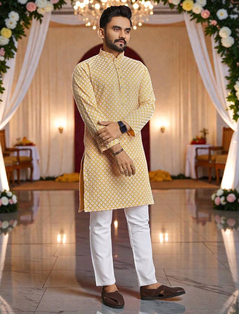 classic ethnic design men’s comfortable cotton kurta