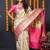 Off white soft silk blend banarasi jacuard work designer party wear saree with unstitched blouse piece