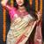 Off white soft silk blend banarasi jacuard work designer party wear saree with unstitched blouse piece