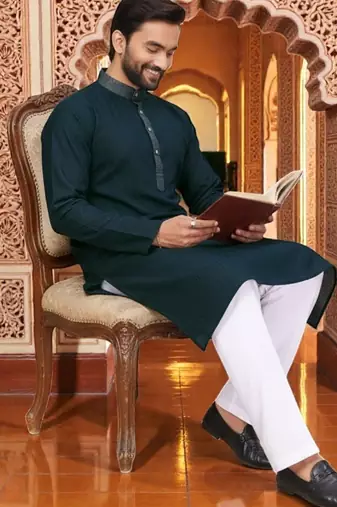 classic ethnic design men   s comfortable cotton kurta
