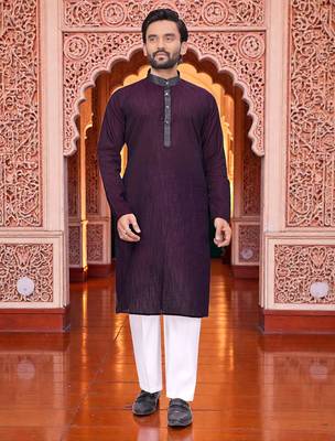 classic ethnic design men   s comfortable cotton kurta 1