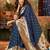 Blue soft silk blend banarasi jacuard work designer party wear saree with unstitched blouse piece
