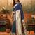 Blue soft silk blend banarasi jacuard work designer party wear saree with unstitched blouse piece