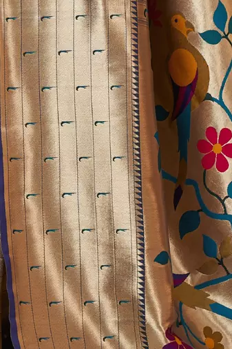 Blue silk blend banarasi saree with unstitched blouse piece