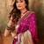 Rani pink silk blend banarasi saree with unstitched blouse piece