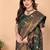 Green soft silk blend banarasi jacuard work designer party wear saree with unstitched blouse piece