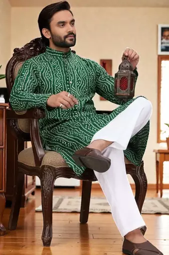 classic ethnic design men   s comfortable cotton kurta