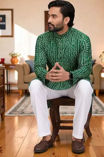 classic ethnic design men   s comfortable cotton kurta