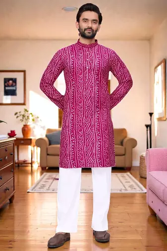 classic ethnic design men   s comfortable cotton kurta