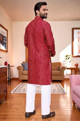 classic ethnic design men   s comfortable cotton kurta
