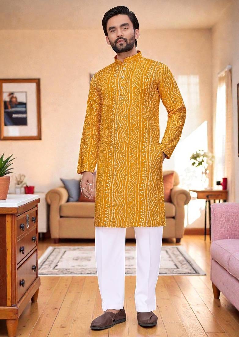 classic ethnic design men’s comfortable cotton kurta