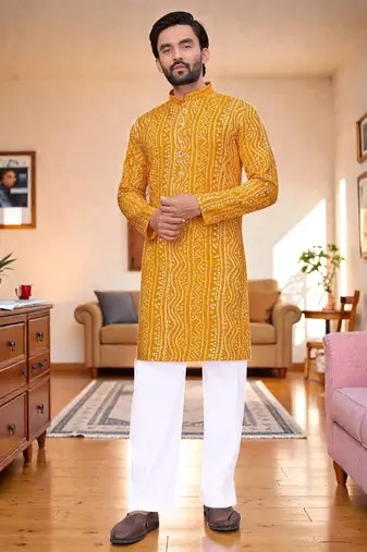 classic ethnic design men   s comfortable cotton kurta
