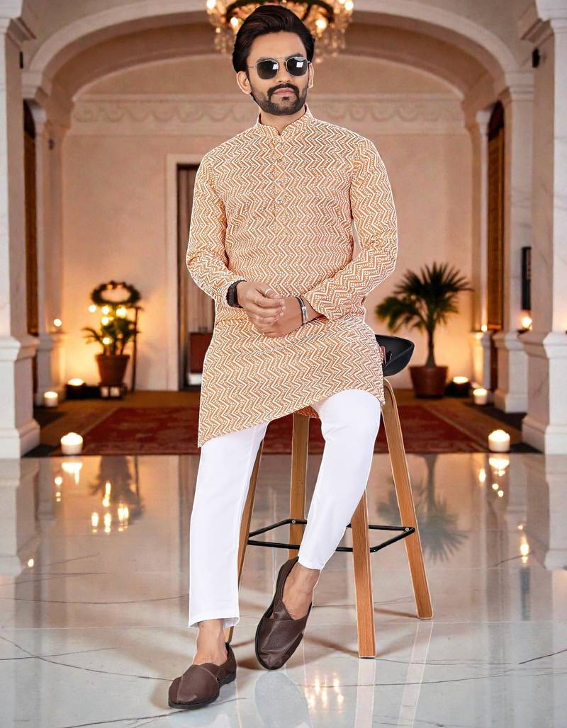 classic ethnic design men’s comfortable cotton kurta