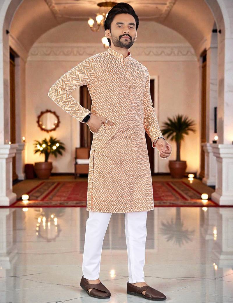 classic ethnic design men’s comfortable cotton kurta