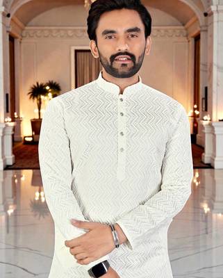 classic ethnic design men   s comfortable cotton kurta 2