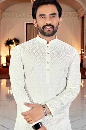 classic ethnic design men   s comfortable cotton kurta