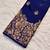 Blue soft silk blend banarasi jacuard work designer party wear saree with unstitched blouse piece