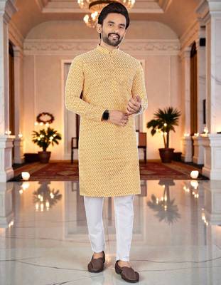 classic ethnic design men   s comfortable cotton kurta 1