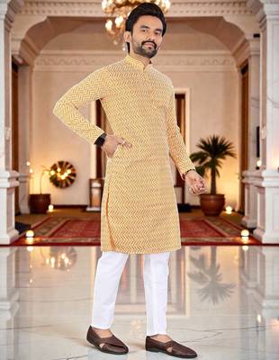classic ethnic design men   s comfortable cotton kurta 4