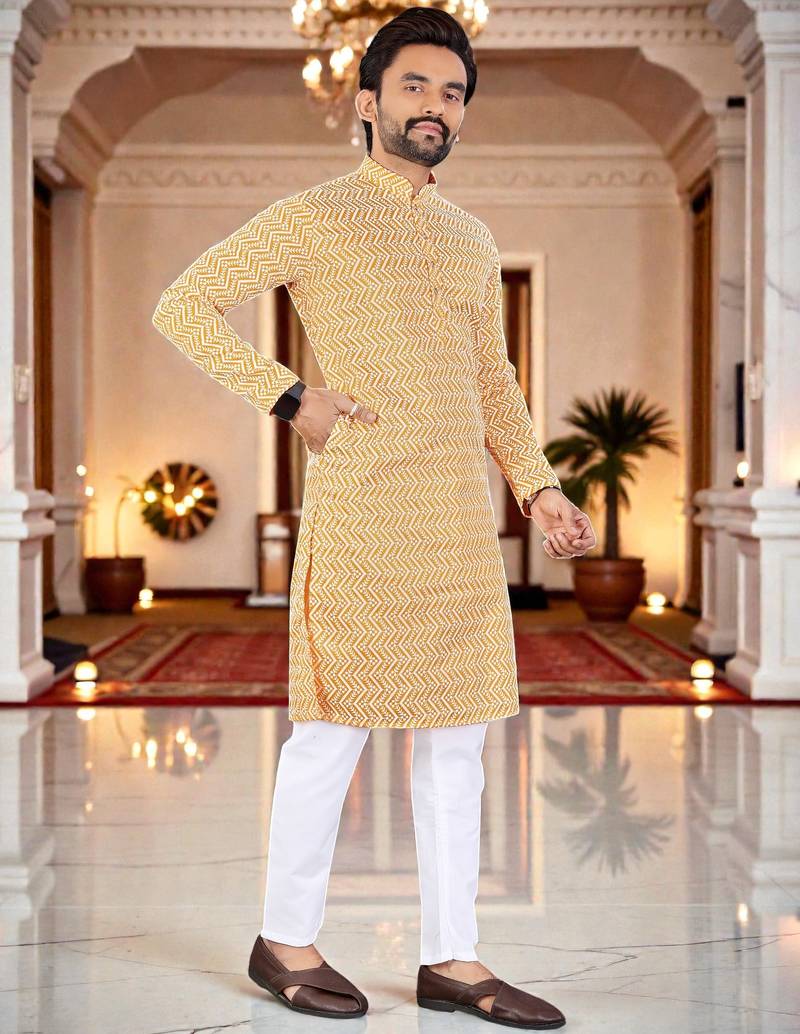 classic ethnic design men’s comfortable cotton kurta