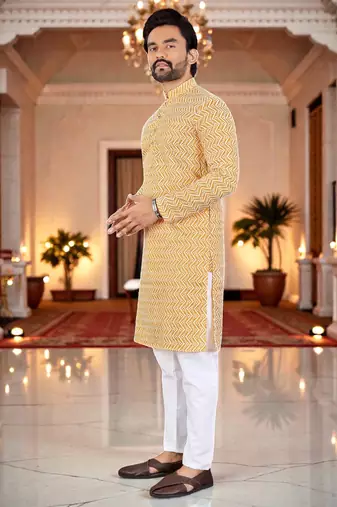 classic ethnic design men   s comfortable cotton kurta