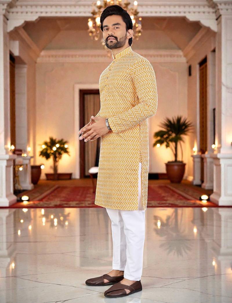 classic ethnic design men’s comfortable cotton kurta