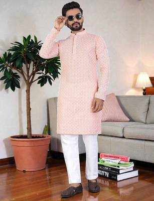 classic ethnic design men   s comfortable cotton kurta 1