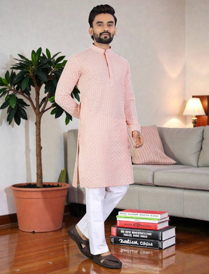 classic ethnic design men’s comfortable cotton kurta