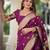 Purple soft silk blend banarasi jacuard work designer party wear saree with unstitched blouse piece