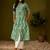Olive green kantha print cotton a-line kurta