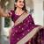 Purple soft silk blend banarasi jacuard work designer party wear saree with unstitched blouse piece