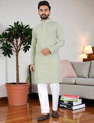 classic ethnic design men   s comfortable cotton kurta 1