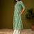 Olive green kantha print cotton a-line kurta