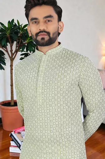 classic ethnic design men   s comfortable cotton kurta