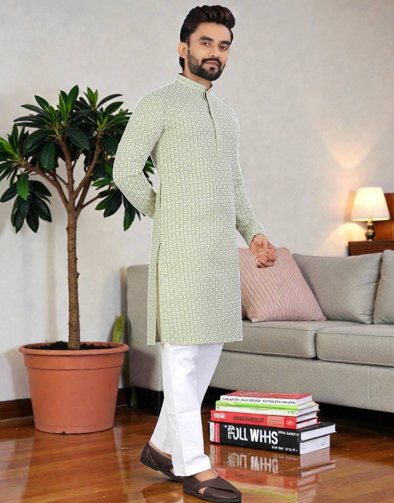 classic ethnic design men’s comfortable cotton kurta