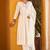 White ethnic motifs embroidered mirror work anarkali kurti with pyjamas & dupatt