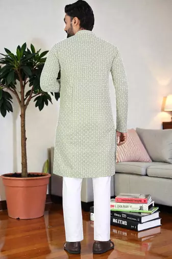 classic ethnic design men   s comfortable cotton kurta