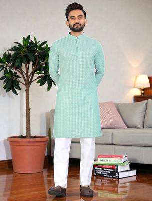 classic ethnic design men   s comfortable cotton kurta 1